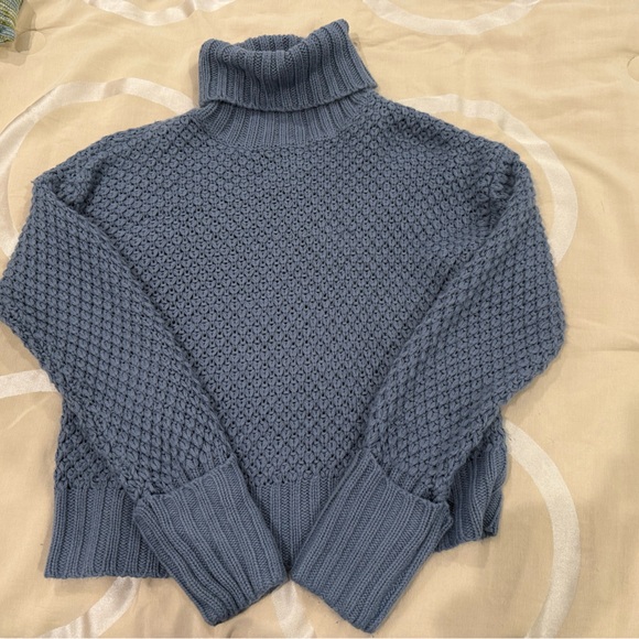 Pink Rose Light Blue Knit Sweater - Picture 1 of 2